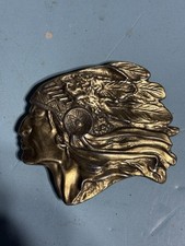 Bergamot Brass Vintage 1970  s Native American Belt Buckle Chief