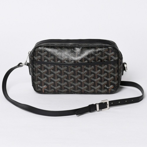 Goyard Cap-Vert PM Black Goyardine Canvas Silver HW Crossbody Shoulder Bag 99
