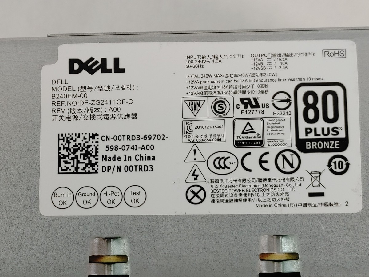 Dell OptiPlex 7040 MT 8 Pin 240W SFF Desktop Power Supply 0TRD3 | eBay