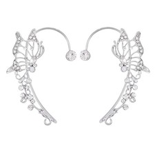 2 Pcs Butterfly Ear Cuff Earrings for Women Non Piercing Rhinestone Goth Fairy E