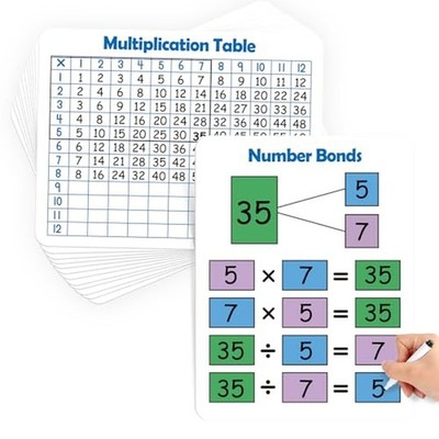 Aizweb 12 Pack Multiplication Chart Dry Erase Board Card,12'' x 9'' Multiplicat...