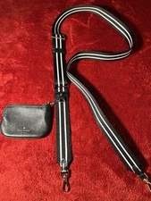 NWOT Kate Spade Black/White Cross Body Strap W/Small  Black Leather Coin Purse