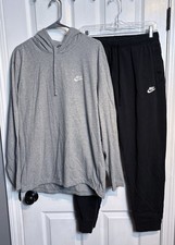 VTG Nike 2 Piece Sweatshirt Pants Gray Black 80s 90s Blue Tag Sz L/XL
