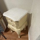 Cream/White Painted 2-Drawer Nightstand w/ Storage, Knob Handles — photo 2