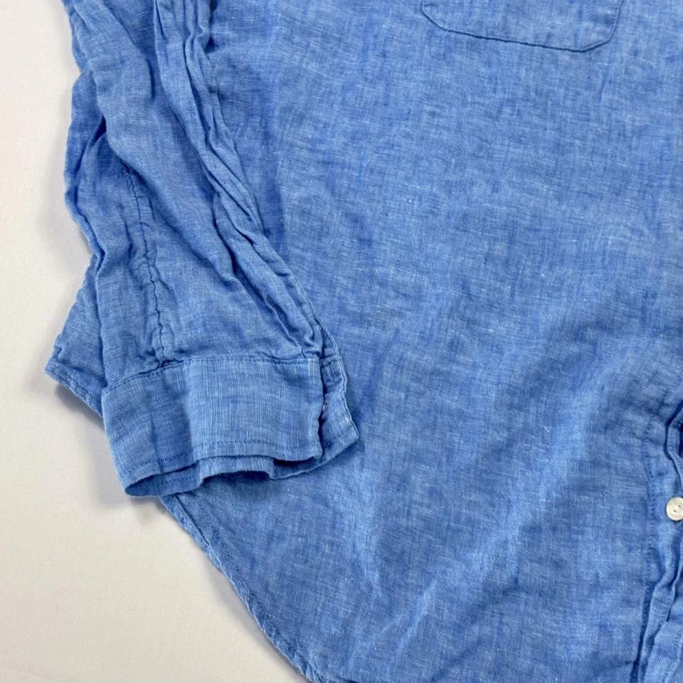 Tommy Bahama льняная рубашка на пуговицах женская XL синяя с длинным рукавом повседневная легкая - Изображение 4 из 4