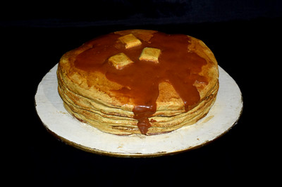Vintage Hand Made Pancakes Crepe Cake Sculpture Hat Hand Painted
