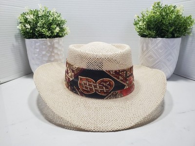 Vintage DUCKSTER Fedora Sun Golf Hat Men's One Size Ivory Woven USA  Pre-Owned