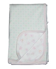 VTG Gymboree Baseballs Butterflies Baby Blanket Pink Green Flowers 1998 90's