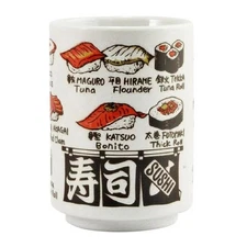 Sushi Teacup  Mino Ware   270cc  Sushi Ingredients  Porcelain Made in Japan