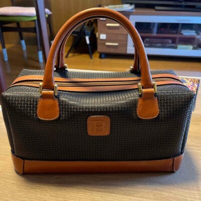 Authentic BALLY Vintage Mini Boston Handbag Black Brown Leather Used FROM JAPAN