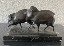 Bronzefigur, Wildschweine, Albert Kranz (1893-1940), Patina, Bildhauer, um 1930