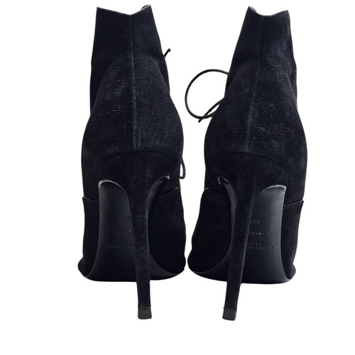 YSL Yves Saint Laurent Black Suede Ankle Heels Sandals Shoes EU 38.5 UK 5.5 - Picture 15 of 20