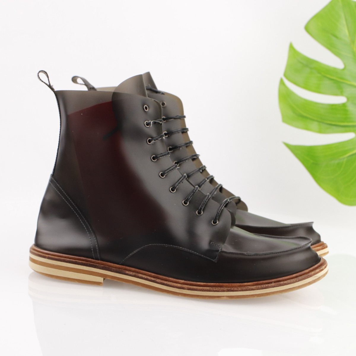 Maison Margiela MM6 Womens Rain Boot Size 41 11 Smoke Black PVC