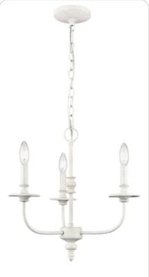 New Elk Lighting Chandelier 3 Light Farmhouse White 28901/3