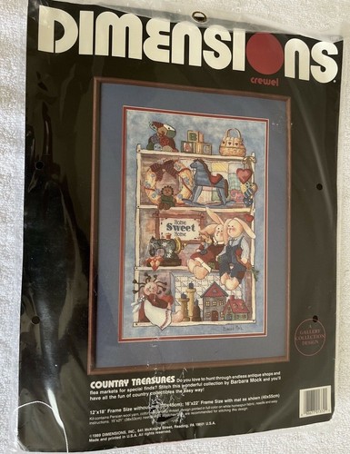 NIP Dimensions #1372 "Country Treasures" Crewel Embroidery 12x18 Home Sweet Home - Picture 2 of 7