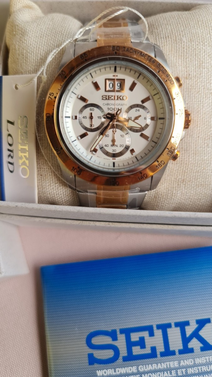 SEIKO Lord SPC234P1 Chronograph 100m Watch RoseGold Two Tone Steel