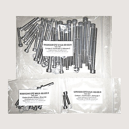 Kit vis carter moteur inox GPZ400R Kawasaki Ninja, visserie allen de haute qualité pour moto