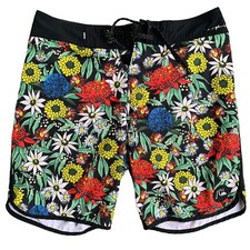 Quiksilver Mens 30 High Line Dry Flight Board Shorts Floral Bright Colorful