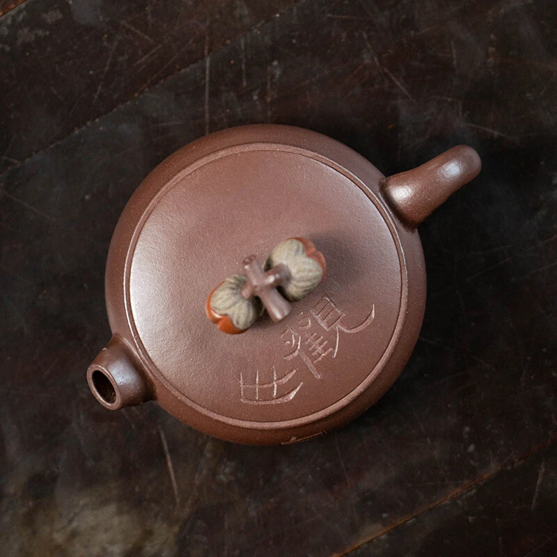 Pote de chá 100 ml feito à mão completo real Yixing Zisha minério original vaso de argila roxa porcelana - Imagem 3 de 4