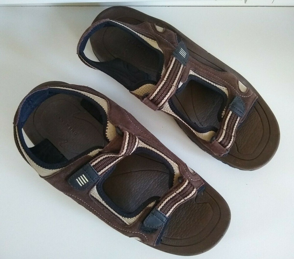 Lands\' End mens Size 11D Brown Leather Hiking Sandals Adjustable Straps Lopsie-Men-s-Outdoor-Hiking-  main image 3