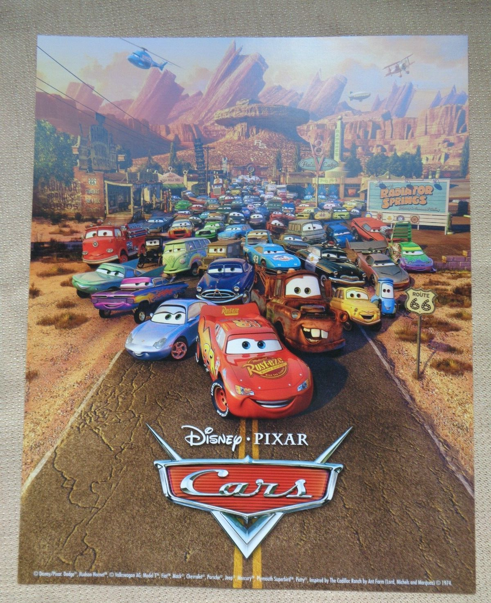 Cars Movie Poster Disney Pixar Lithograph 8 x 10 Radiator Springs