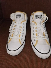 Converse Chuck Taylor Hi Street Shoes Men's 8 White Yellow Canvas Sneakers 