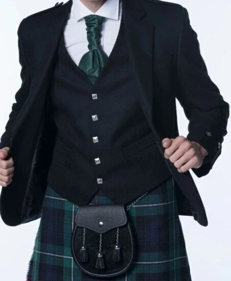 Ex-Hire Black Argyll Jacket & Waistcoat made in Scotland, 14oz 100% wool £99 - Image 2 of 4