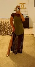 NWT BCBG MAXAZRIA LACE INSERTS SIDE SLIT MAXI DRESS SZ S 300