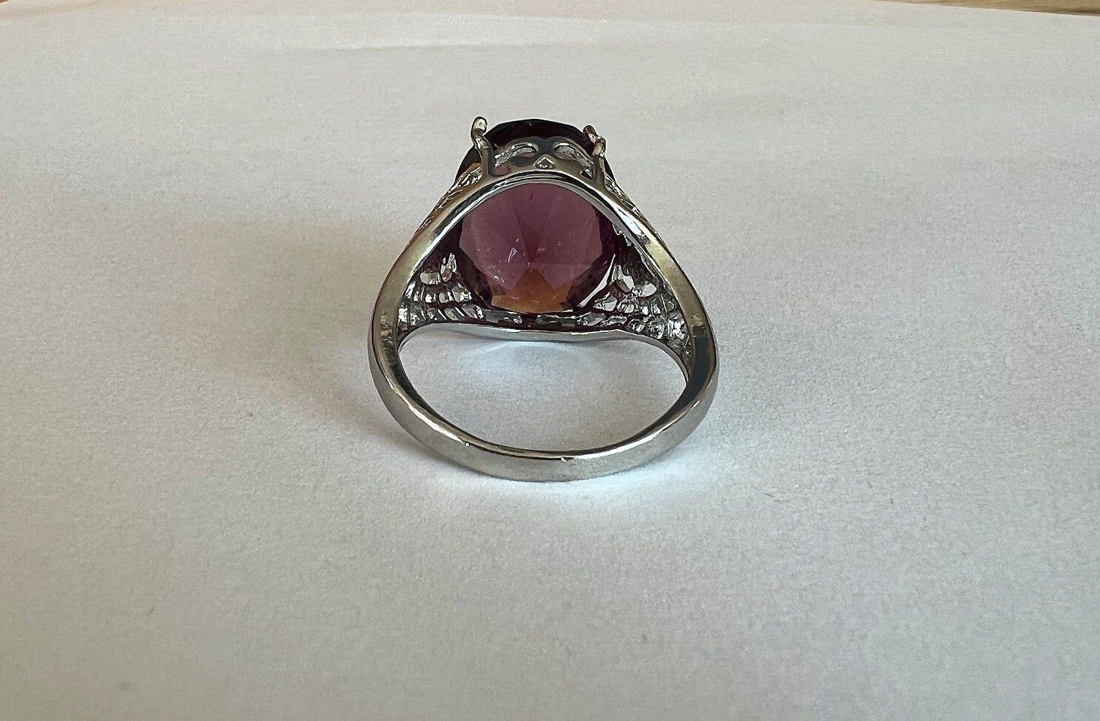 Simulated Amethyst Colored Gem Ring Silver Colore… - image 4