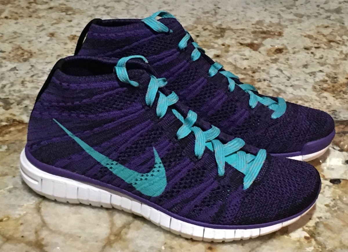 NIKE Free Flyknit Chukka Purple Jade Black Running Training Shoes