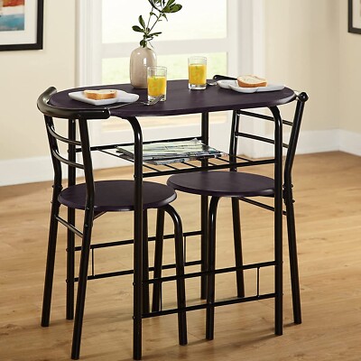 3-Piece Round Table and Chair Set for Kitchen Dining Room Bar Breakfast