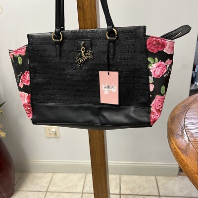 JUICY COUTURE~Black Romantic Rose Signature Logo Love Lock Backpack Purse~NWT JUICY COUTURE~Black Romantic Rose Signature Logo Love Lock  main image 4