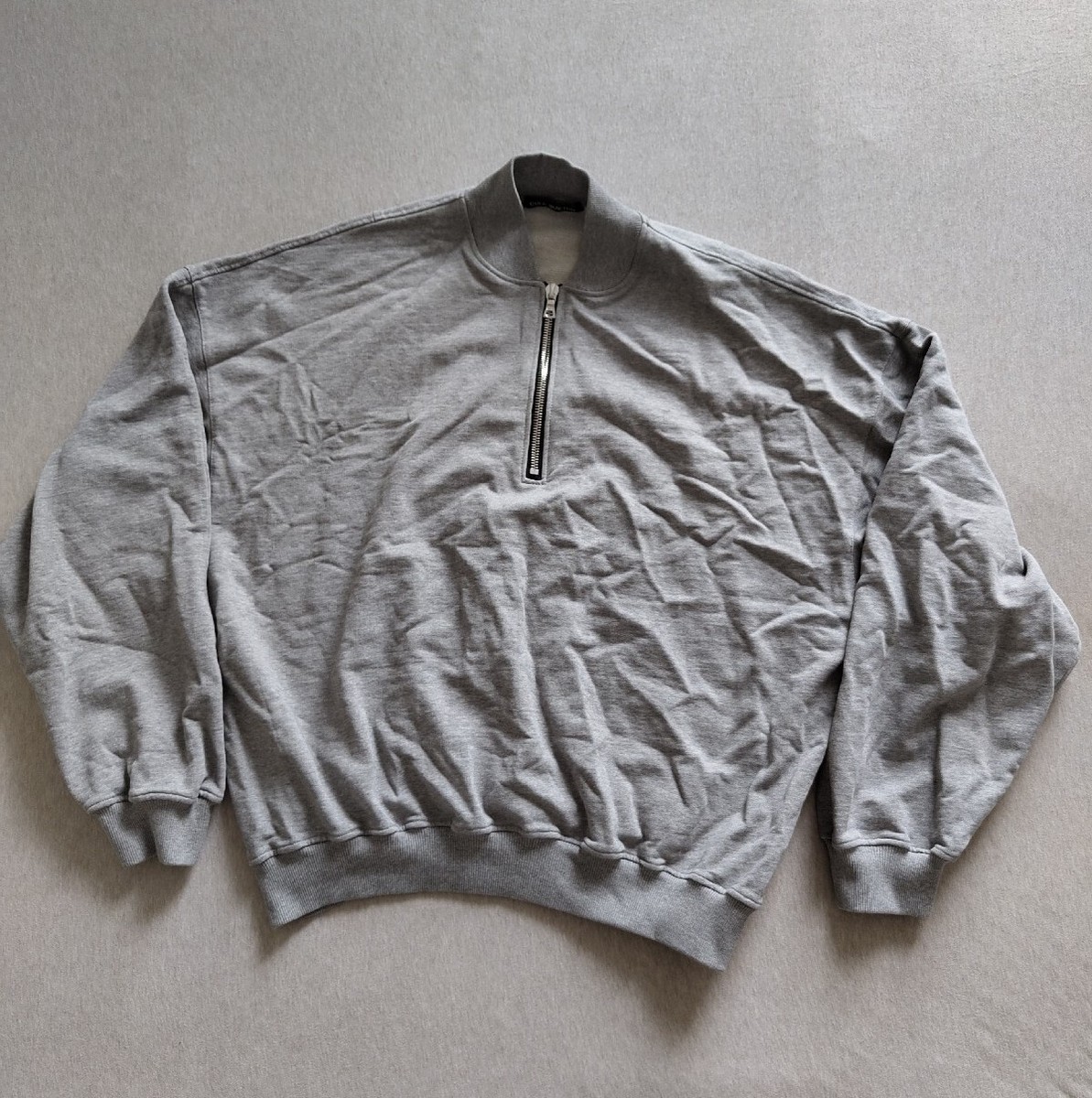 COLE BUXTON Grey Marl Heavyweight Jersey Quarter Zip Sweatshirt