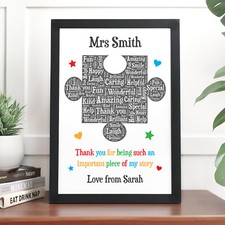 Personalised Thank You Teacher Gifts Puzzle Piece School Nursery Leaving Gifts