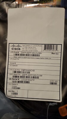 Cisco 3M QSFP to 4xSFP10G Passive Copper Splitter Cable QSFP-4SFP10G-CU3M - NEW