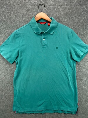 IZOD Pique Polo Shirt Mens Medium Green IZ Logo Short Sleeve Casual Work 1