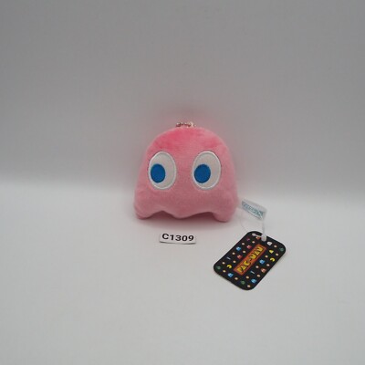 Pac-Man C1309 Pink Ghost Sk Japan Plush Namco 3'' Keychain Mascot Toy Doll Japan