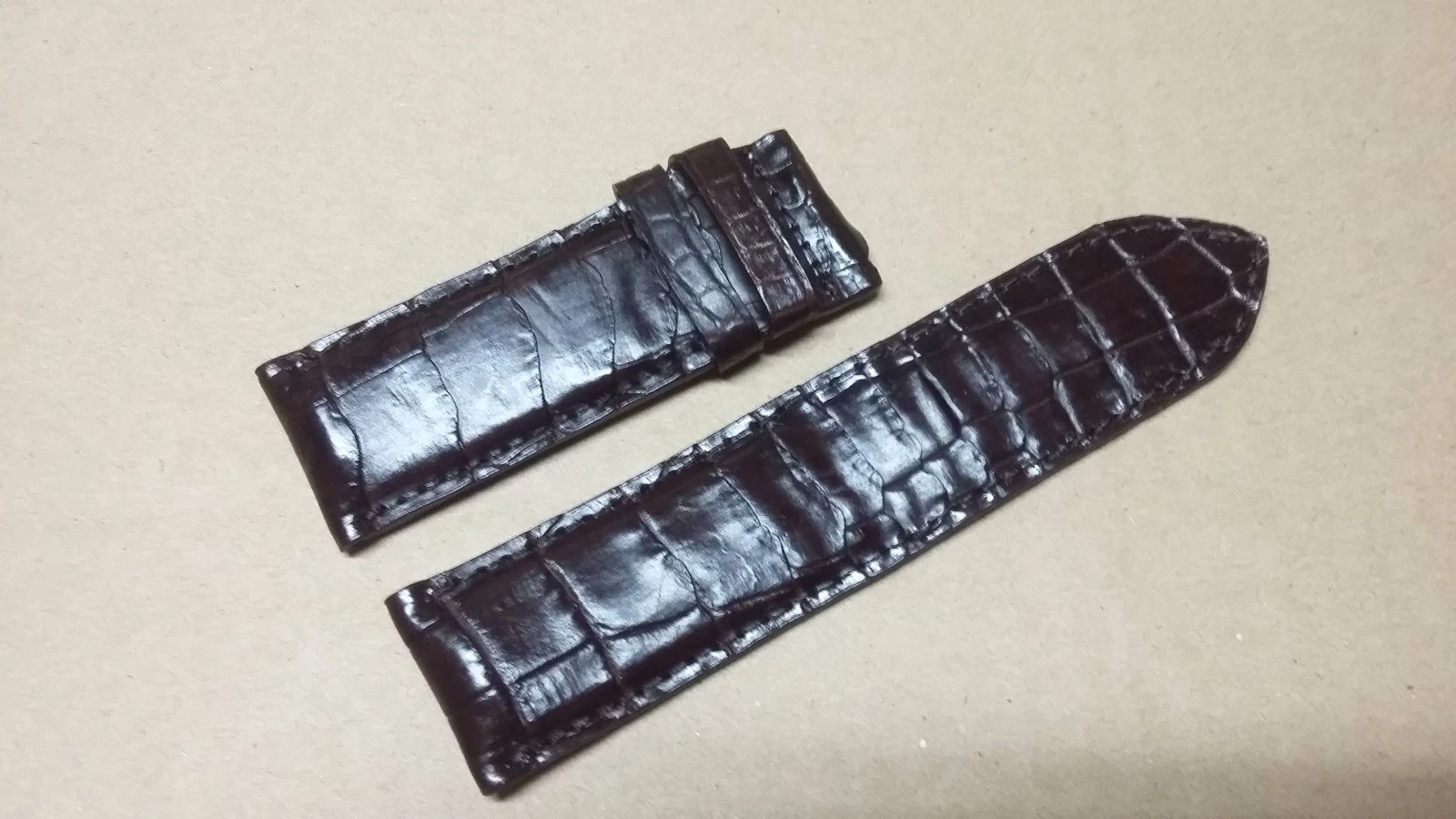 26mm/26mm Brown Alligator Crocodile Embossed Leather Watch Strap Band