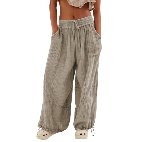 Damen Cargohose Baggy weites Bein locker hoher Bund Taschen Jogginghose Hose - Bild 6 von 48