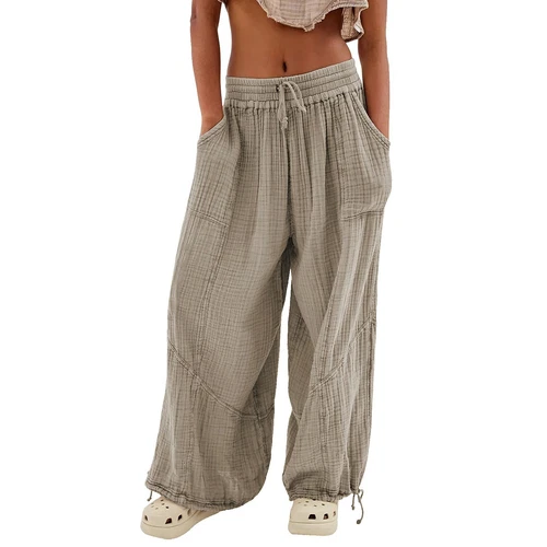 Women's Cargo Pants Baggy Wide Leg Loose High Waist Pockets Sweatpants Trousers - Picture 7 of 48