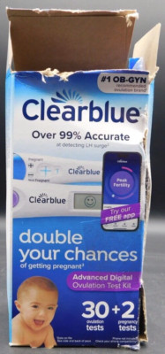 Clearblue Advanced Digital Ovulation Test Kit W/2 Pregnancy Tests 33pc Exp:12/26