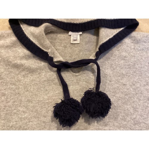 CZ by Carolina Zapf Girls hooded poncho, Size 6-8Y, 100% Cashmere, Gray/black - Picture 6 of 8