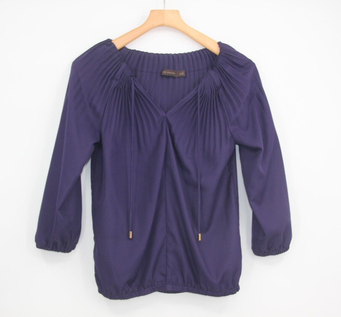 The Limited Womens Blouse Size XS Royal Purple Gathered Long