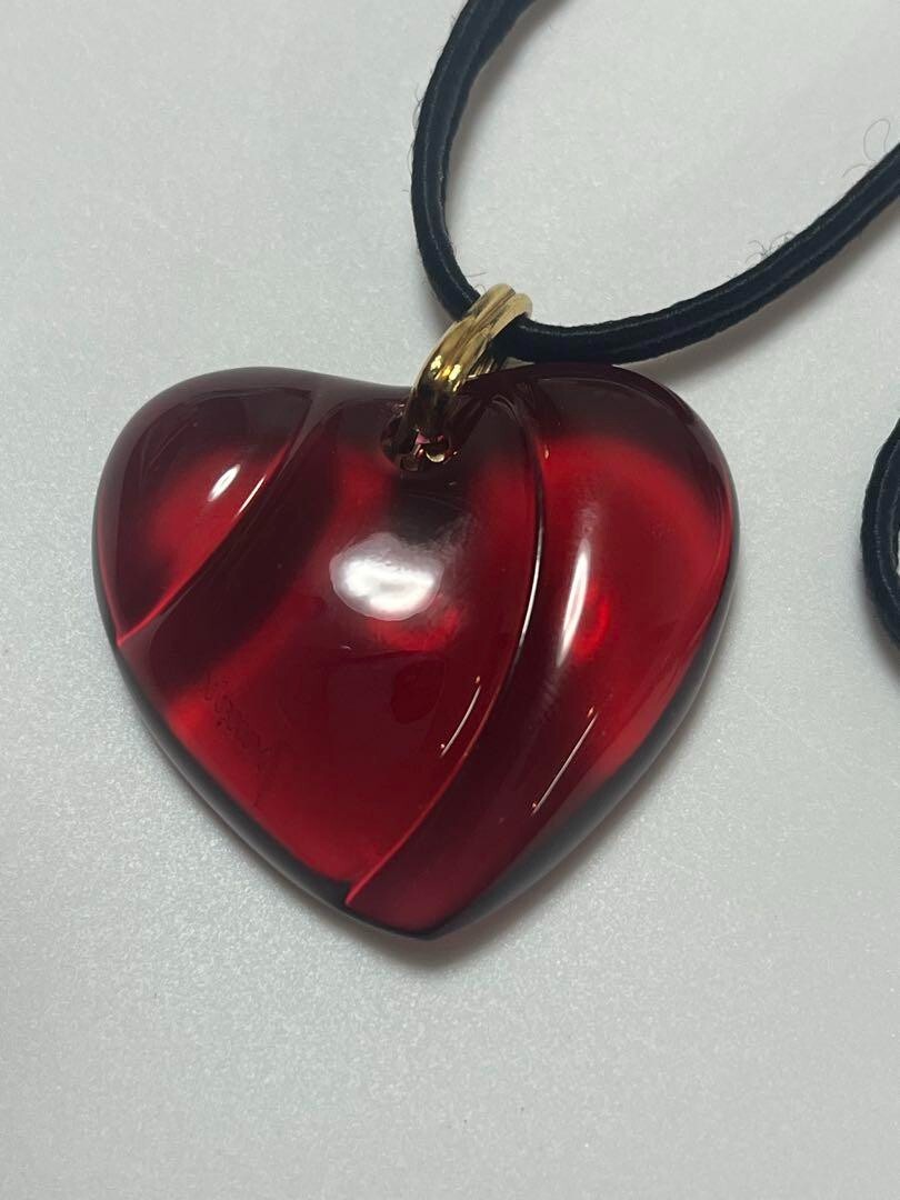 Baccarat Crystal Pendant Heart Clear Red Necklace Choker no box | eBay