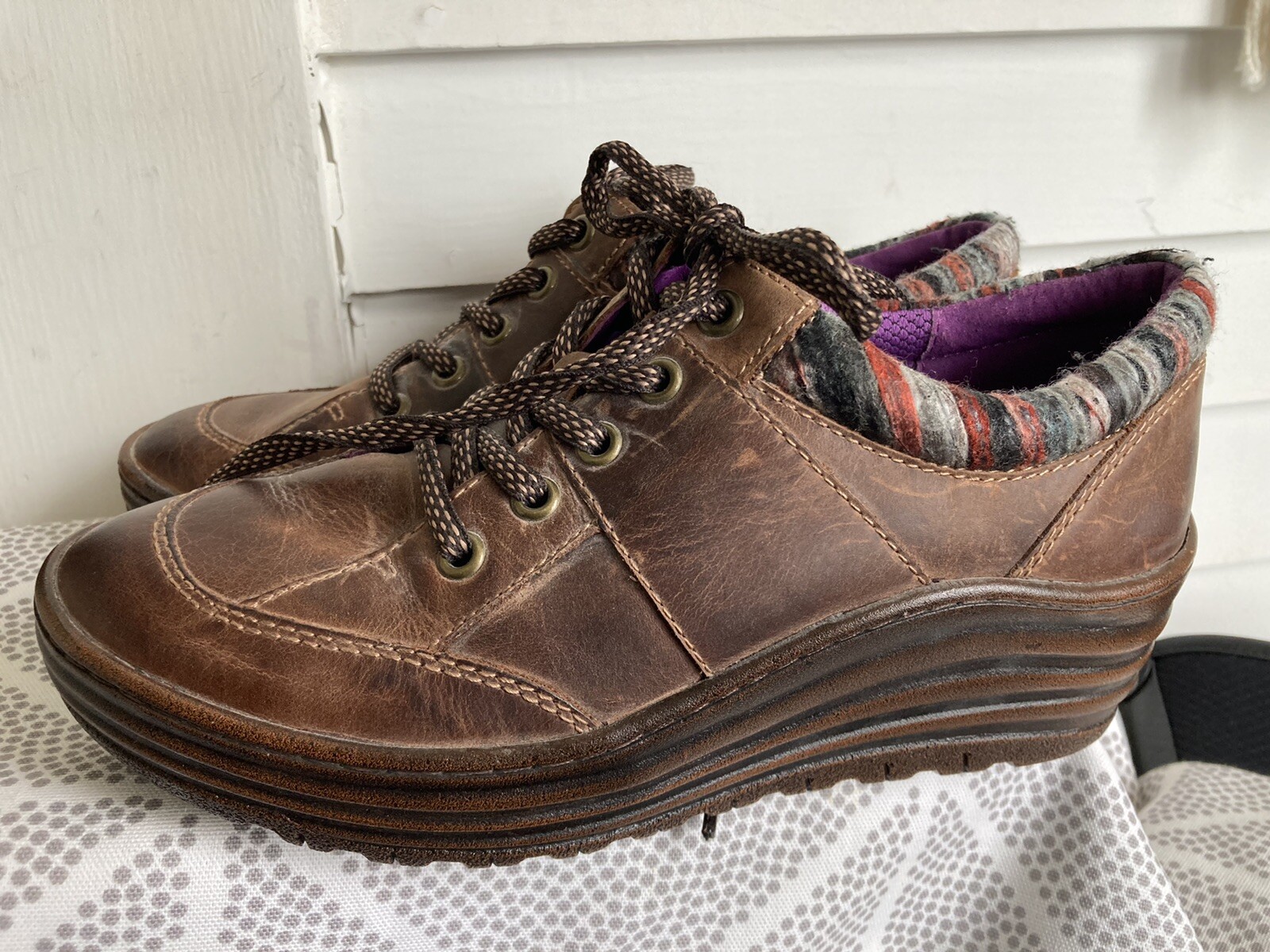 SAOLA Scarpe stringate BIONICA donna taglia 8M pelle marrone Oxford suola a strappo comode GERVAIS