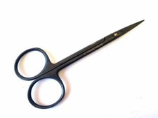 Iris Scissors Full Black 4.5" Straight German Stainless Steel CE