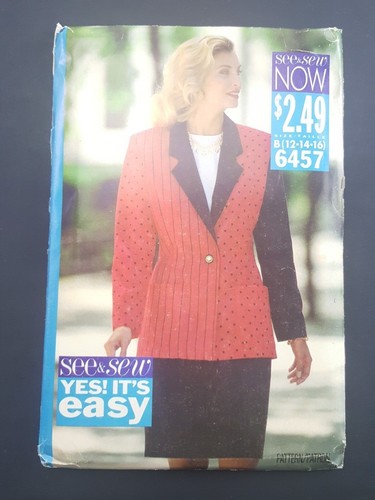 SEE & SEW Sewing Pattern 8465 Misses Jacket Skirt and Top 12 14 16