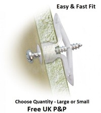 Hollow Plasterboard Cavity Hollow Dry Lining Wall Fixings Plugs & Screws 50 pack