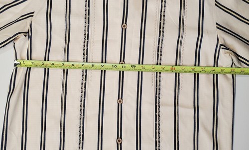 Tommy Bahama Men's Medium Short Sleeve Button Down Blue Yellow Stripes Cream - Picture 4 of 5