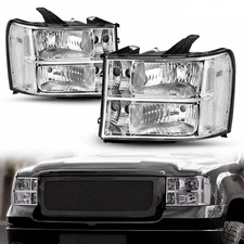FOR 07-14 GMC SIERRA 1500 2500 3500 CHROME/Clear OE STYLE HEADLIGHT HEAD LAMPS